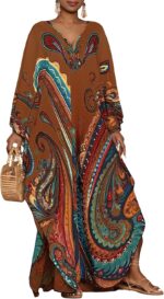 Paisley Print Kaftan Dress with Pockets