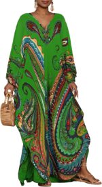 Paisley Print Kaftan Dress with Pockets