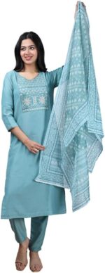 Printed Kurta Set with Pant and Dupatta — Muted Shade Range