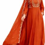 Rust Embroidered Anarkali