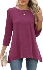 Three-Quarter Sleeve Flowy Swing Tunic