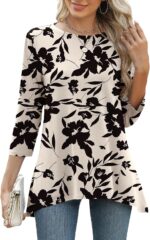Three-Quarter Sleeve Flowy Swing Tunic