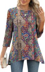 Three-Quarter Sleeve Flowy Swing Tunic