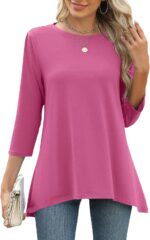 Three-Quarter Sleeve Flowy Swing Tunic