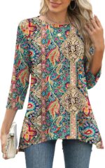 Three-Quarter Sleeve Flowy Swing Tunic