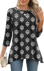 Three-Quarter Sleeve Flowy Swing Tunic