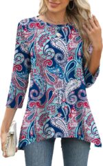 Three-Quarter Sleeve Flowy Swing Tunic