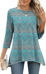 Three-Quarter Sleeve Flowy Swing Tunic