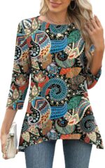 Three-Quarter Sleeve Flowy Swing Tunic