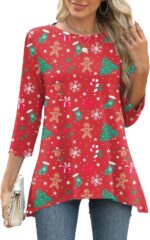 Three-Quarter Sleeve Flowy Swing Tunic