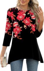 Three-Quarter Sleeve Flowy Swing Tunic
