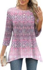 Three-Quarter Sleeve Flowy Swing Tunic