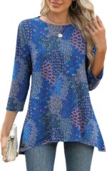 Three-Quarter Sleeve Flowy Swing Tunic